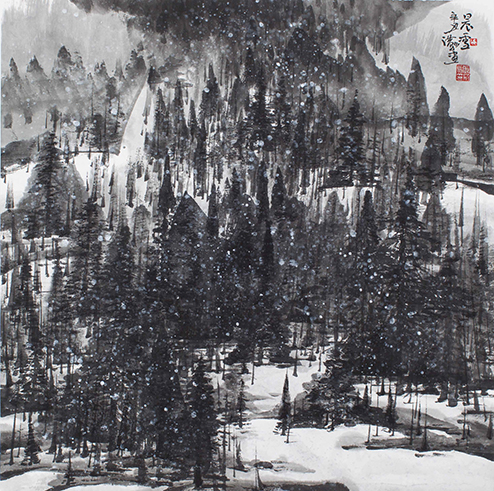 晨雪 张洪驯 纸本中国画 68.5cm×68.8cm.jpg